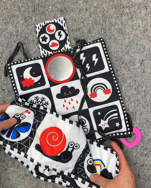 Black and White Soft Baby Book with Mirror
