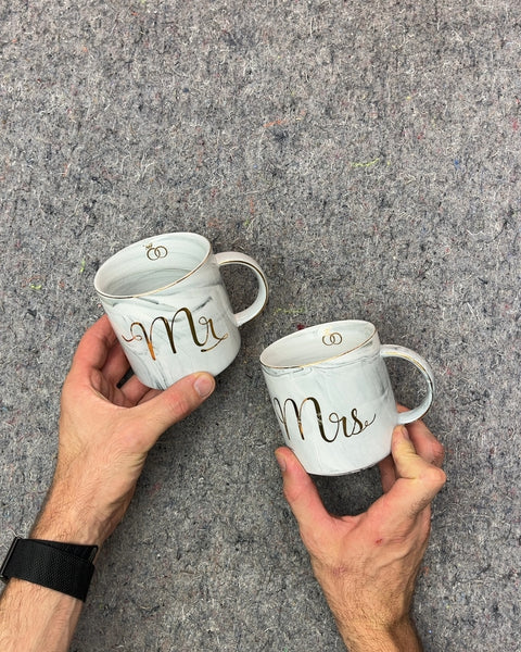 Mr. and Mrs. Marble Pattern Mugs