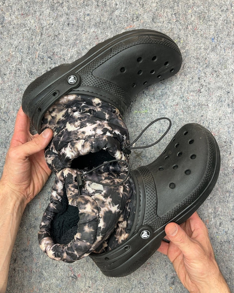 Crocs Black and White Camo Boots, Size M8/W10
