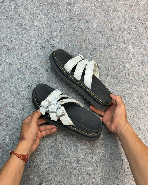 Dr. Martens White Buckle Strap Sandals, Sz 38