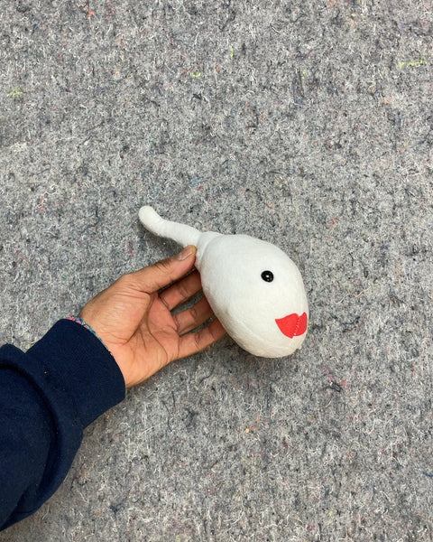Sperm Plushie Wearing Lipstick