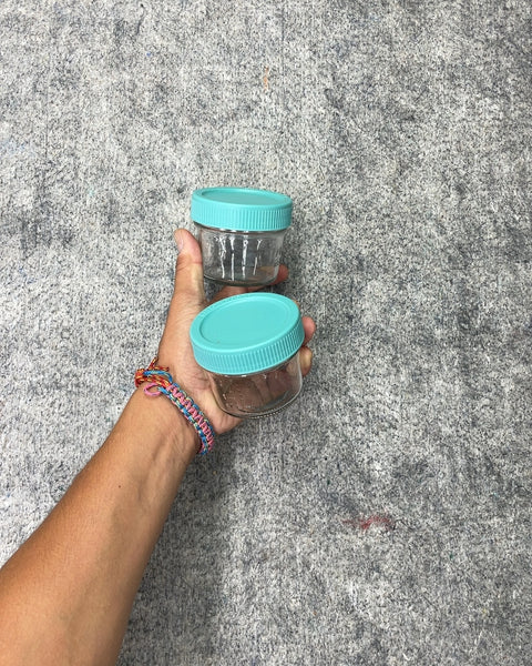 Glass Food Storage Containers with Teal Lids