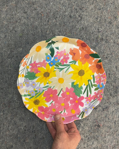 Floral Plastic Serving Plate, 10"