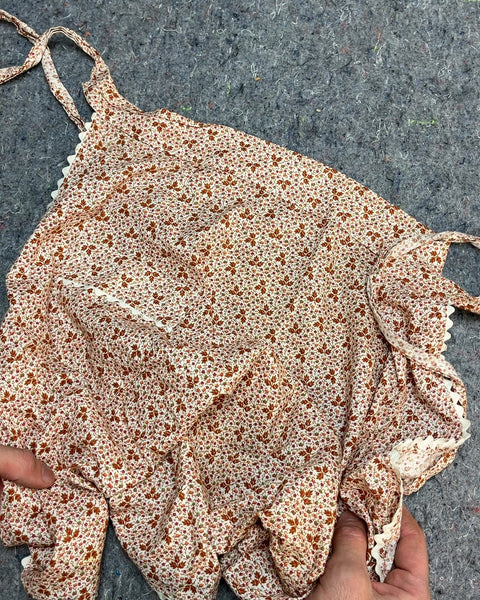 Floral Print Apron with Ties