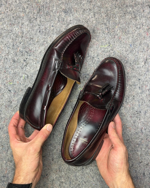 Bass Weejuns Burgundy Leather Tassel Loafers, Size US 11.5M or EU 45