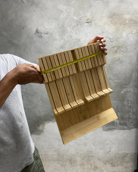 Utoplike Bamboo In-Drawer Knife Block Organizer, 16x12”