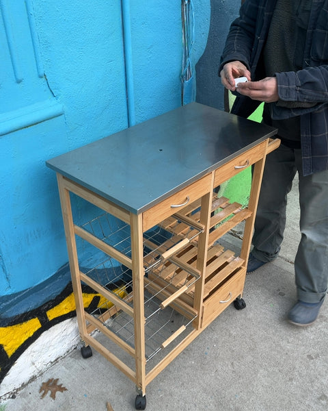 Rolling Kitchen Cart with Drawers, W26xD14xH32"