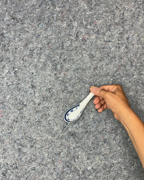White and Blue Ceramic Spoon