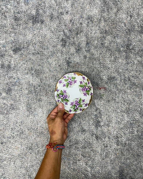 Vintage Purple Violet Floral Porcelain Saucer