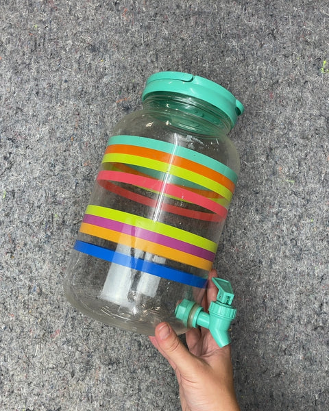 Striped Plastic Drink Dispenser with Spigot