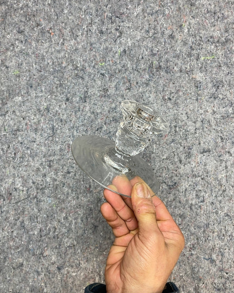 Clear Glass Candlestick Holders, Set of 2