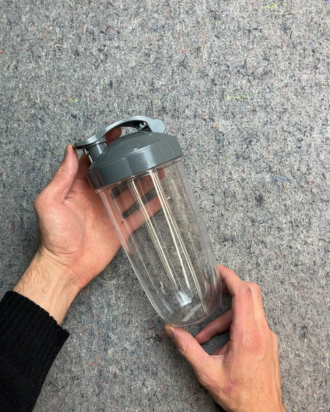 Clear Plastic Shaker Bottle with Grey Lid