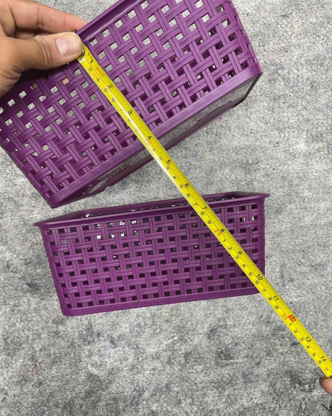 Purple Woven Pattern Plastic Storage Baskets, 9x7x4”