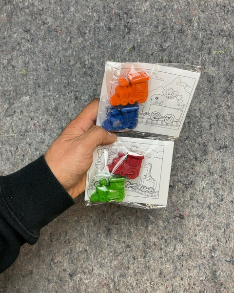 Train Shaped Crayons with Coloring Page, 2 Sets