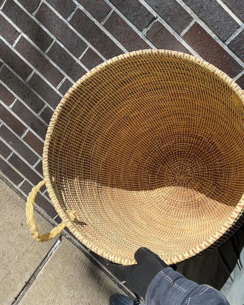 Giant Woven Basket with Handles, H20xW15"