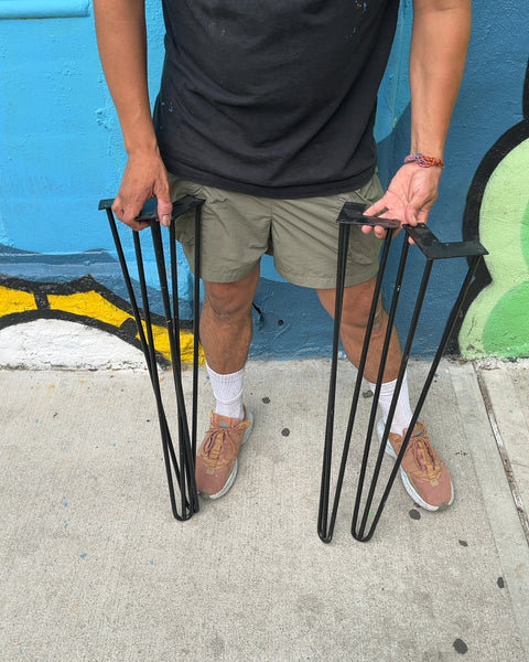 Black Metal Hairpin Table Legs, H27"