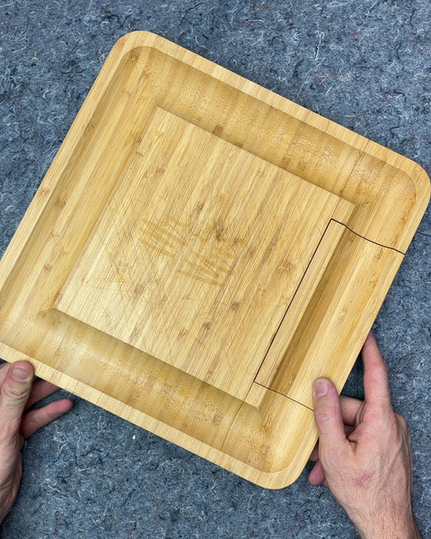 Bamboo Cheese Board with Utensils, 13x13"
