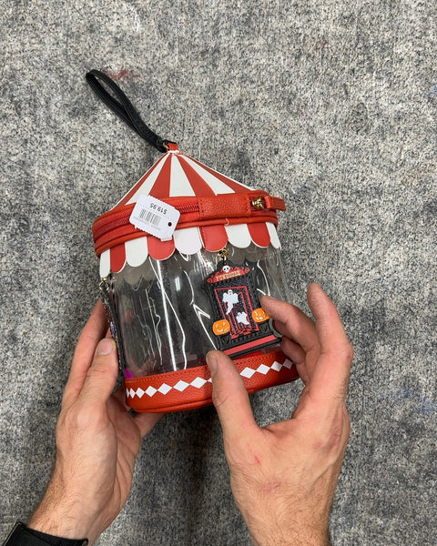 Red and White Striped Carousel Cosmetic Bag