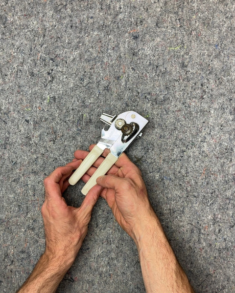 Manual Can Opener with White Handles