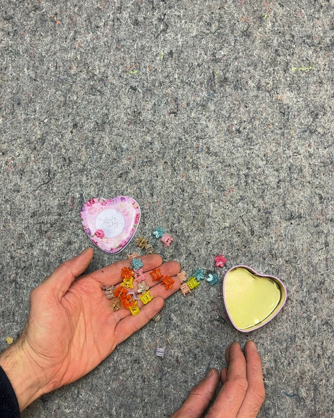 Tiny Mini Hair Clips with Heart Tin