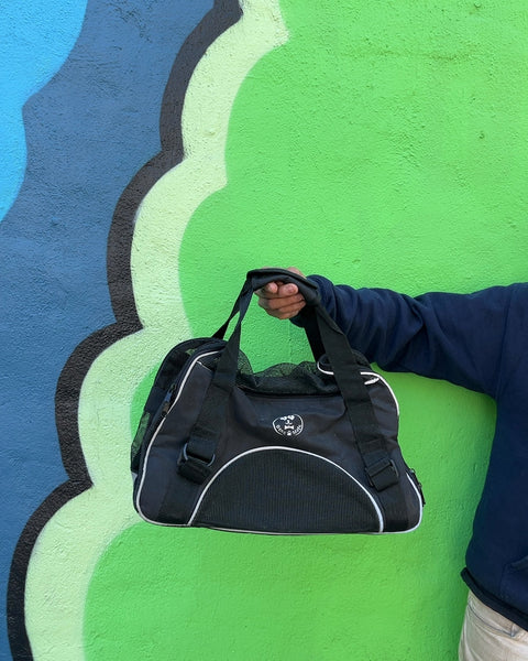 Black Pet Carrier Bag with Mesh Sides For A Small Dog