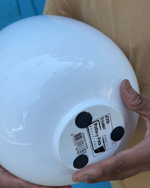 Pottery Pots Glossy White Planter Bowl, W11"