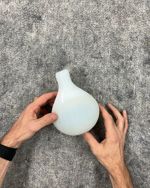 CB2 White Glass Bud Vase, H7"