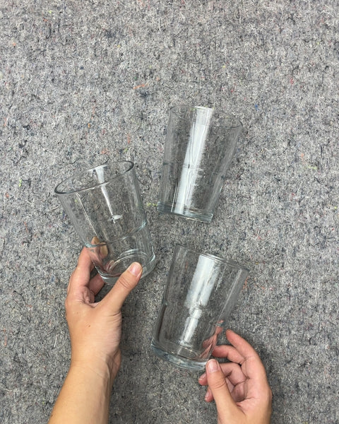 Set of Three Clear Drinking Glasses