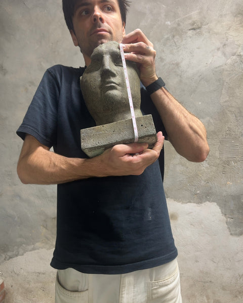 Classical Stone Head Planter Bust Sculpture, H11"