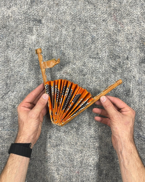 Orange Patterned Folding Hand Fan