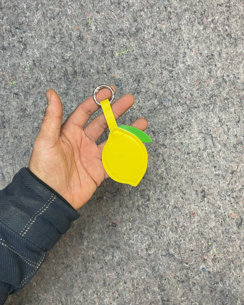 Lemon-shaped Leather Keychain Bag Charm