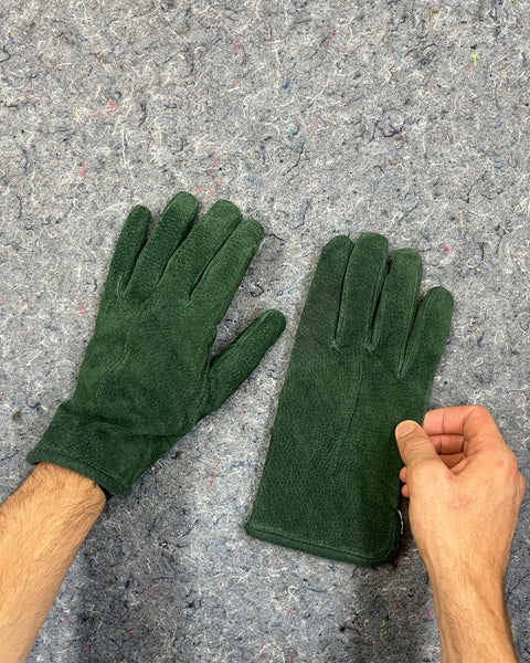 Cool Forest Green Suede Winter Gloves, Size S/M