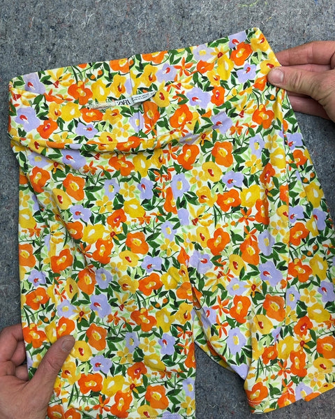 Zara Floral Bike Shorts, Size Women M