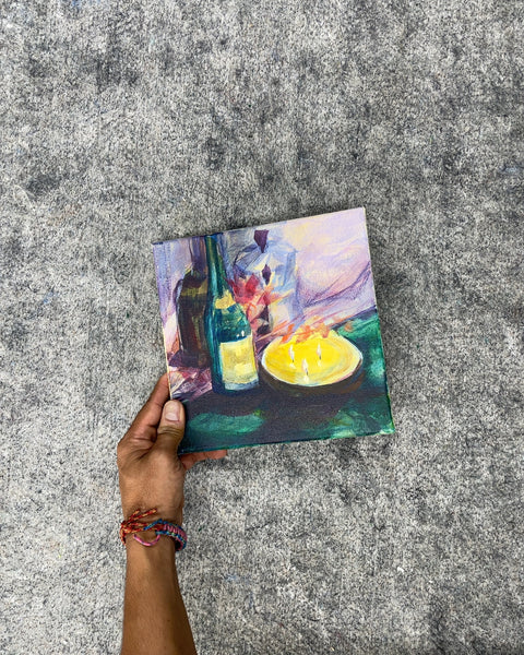 Wine Bottle and Candle Painting on Canvas