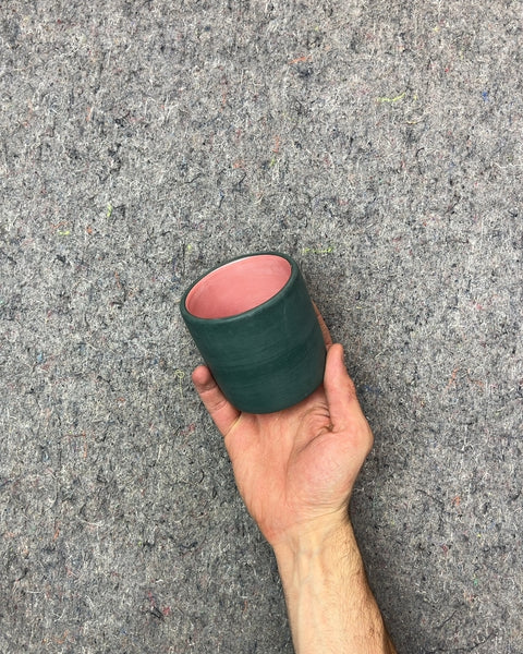 Very Cute Green and Pink Ceramic Candle Holder