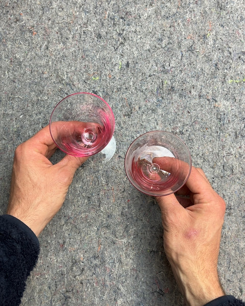 Pink Tinted Glass Cordial Glasses