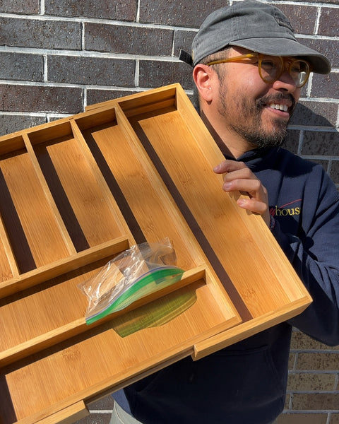 Bamboo Expandable Cutlery Tray, 22x13-17"