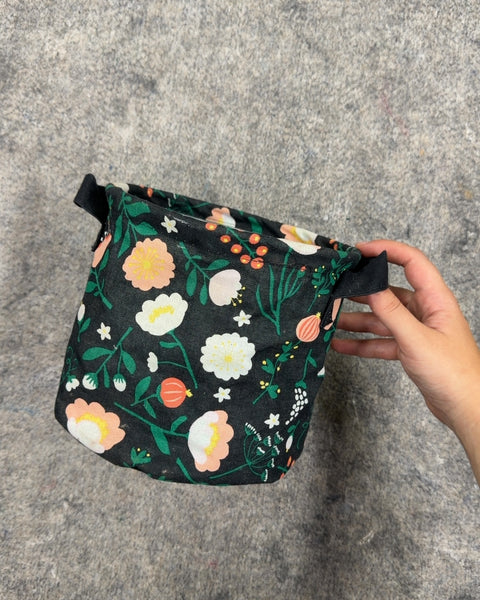Floral Fabric Storage Basket, 7 x 7 in