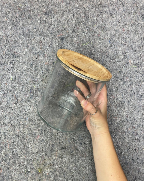 Large Glass Storage Jar with Wood Lid