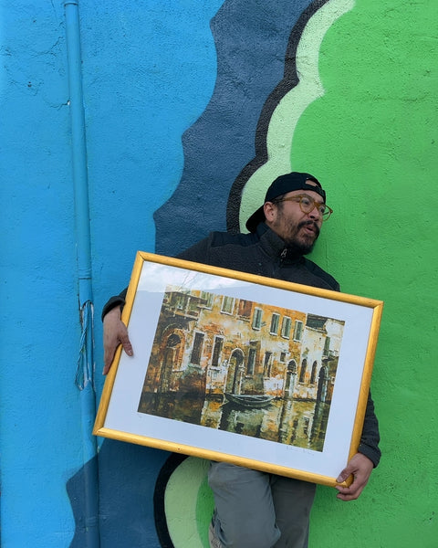 Framed Venice Canal Print, 21x29"