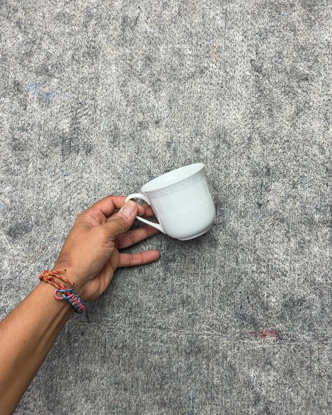 White Ceramic Mug with Embossed Dots