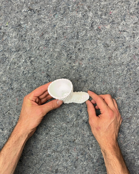 Milk Glass Cowboy Boot Shot Glass