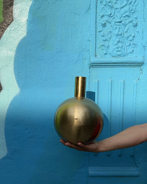 Gold Spherical Vase, H11"