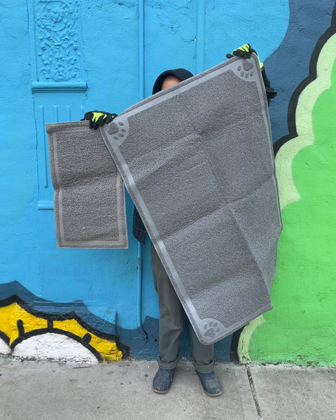 Gray Pet Food/Litter Mat Set