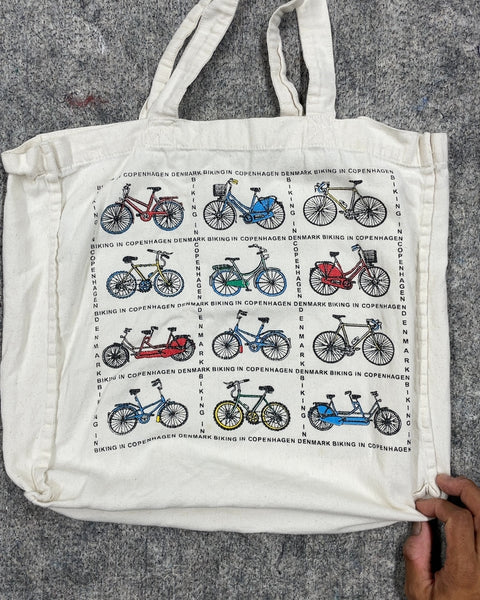 Copenhagen Denmark Biking Canvas Tote Bag