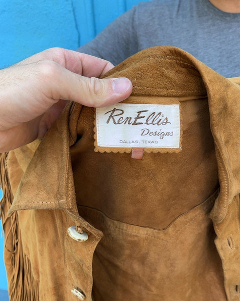 Ren Ellis Designs Suede Fringe Jacket From Texas, Size S/M