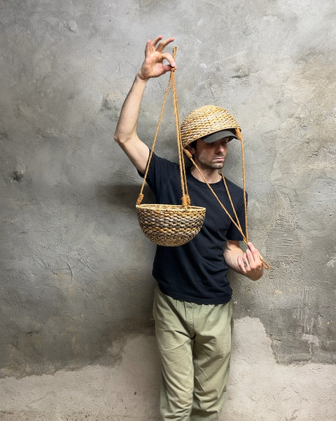 Two Woven Hanging Basket Planters, W10"