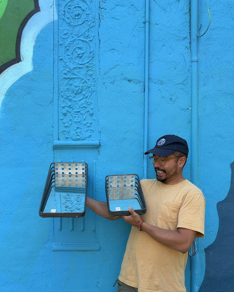 Two Cool Wall Mounted Mirrors With Trays, H12 & H19"