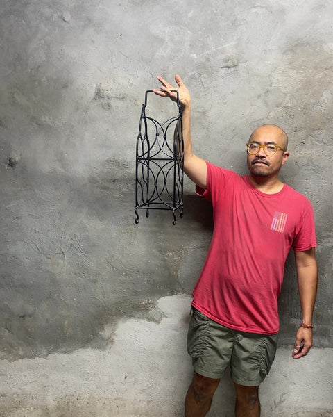 Black Metal Wine Rack, 18x8"
