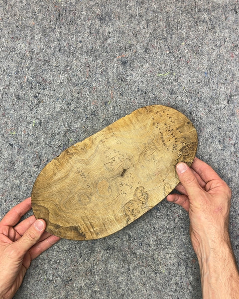 Heavy Wooden Oval Serving Tray / Cutting Board, L12"